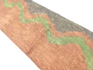 未使用品　手織り紬　よろけ縞織出し袋帯